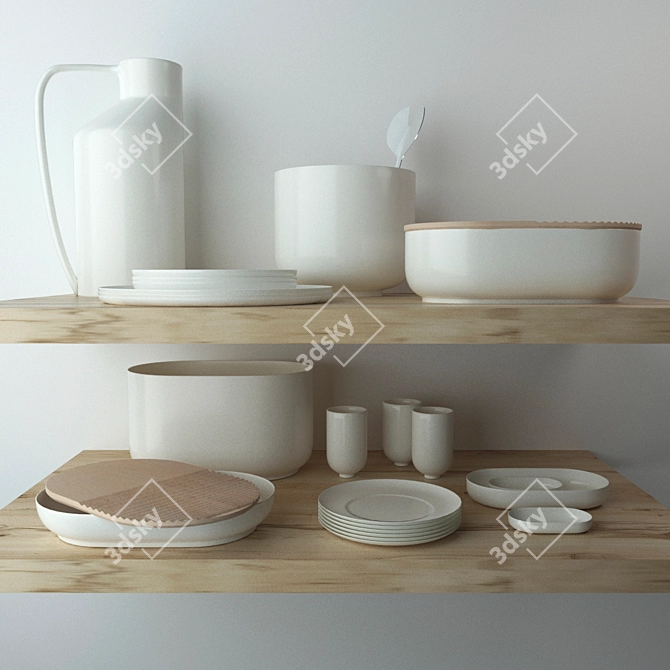 A TABLE Dish Set 3D model image 1