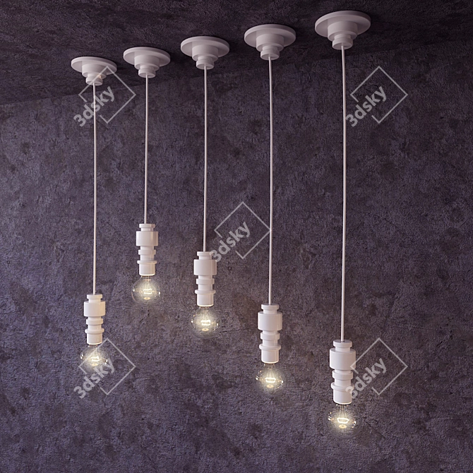Elegant Porcelain White Hanging Lamp 3D model image 1