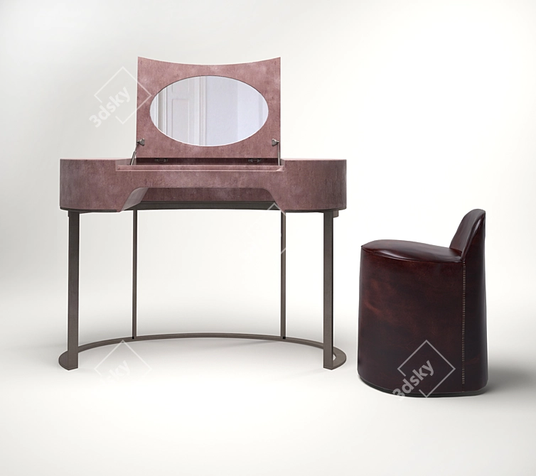 Elegance Defined: Baxter Yves Dressing Table & Nina Pouf 3D model image 2