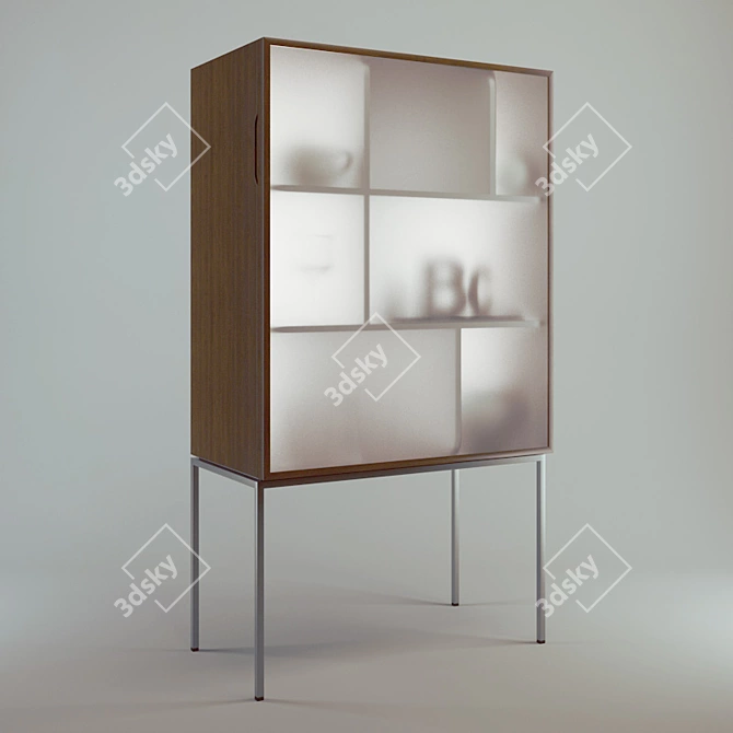 Sleek LED Showcase Cabinet 3D model image 2
