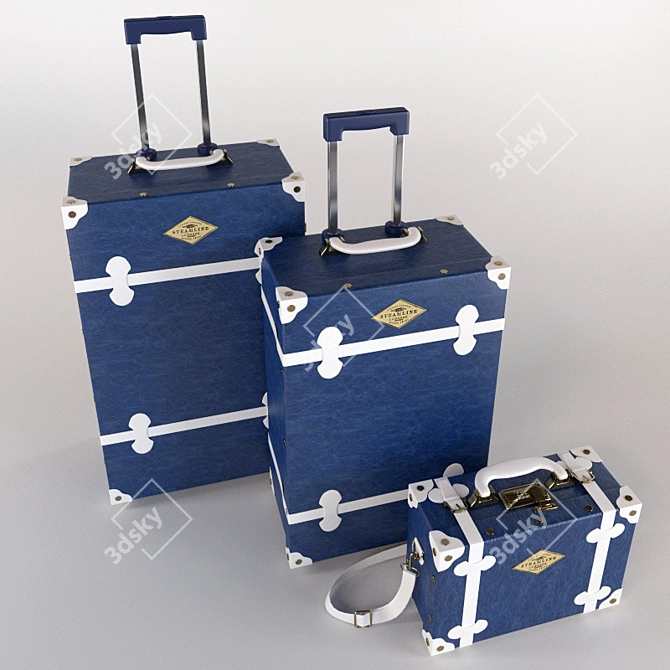 Blue Entrepreneur Luggage Set 3D model image 3