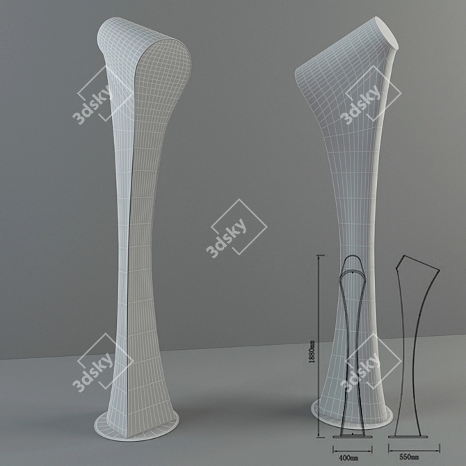 Minimalist Chrome Floor Lamp 3D model image 2