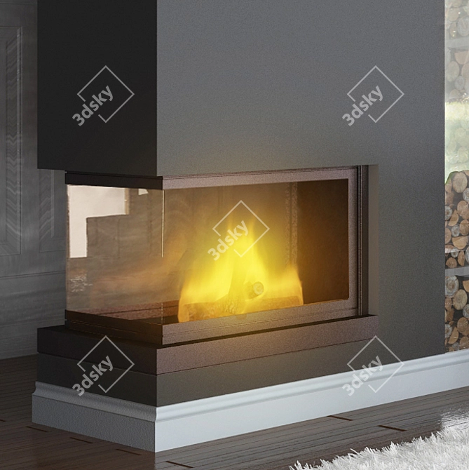 3-Piece Fireplace Set 3D model image 1