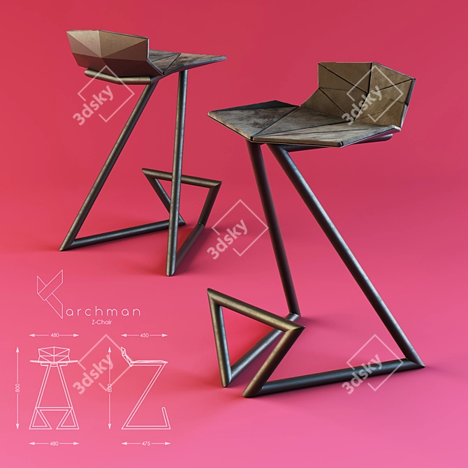 Versatile Z-Chair: Simple Yet Elegant 3D model image 1