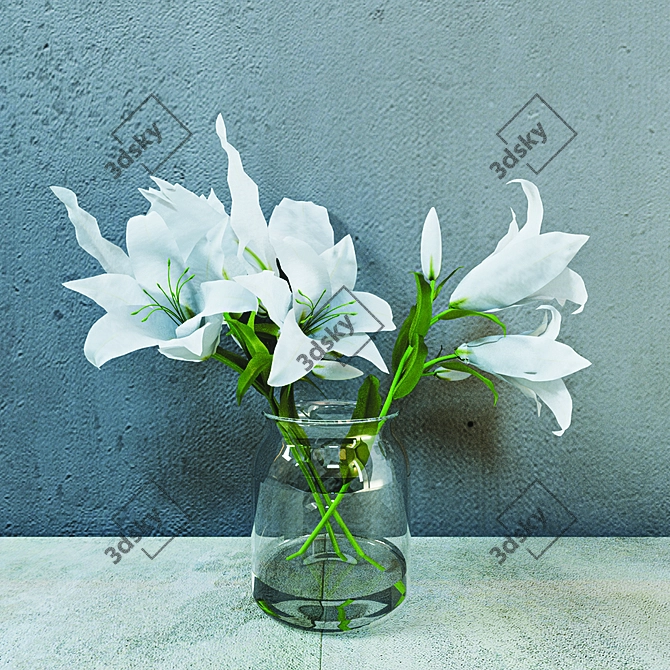 Elegant White Lily Bouquet 3D model image 1