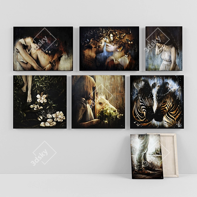 Contemporary Collection: 7 Wooden Paintings 3D model image 1