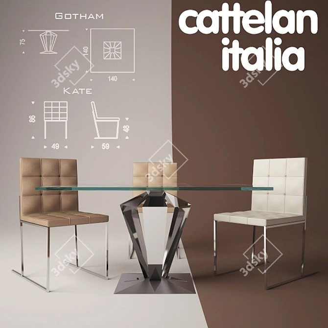 Modern Dining Set: Gotham-Kate 3D model image 1