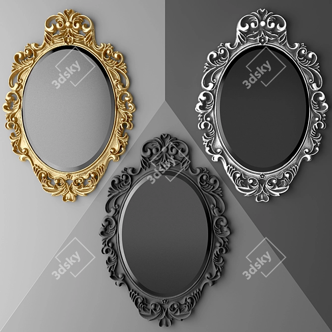 Luxury Golden Oval Wall Mirror 3D model image 1