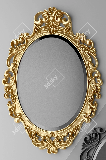 Luxury Golden Oval Wall Mirror 3D model image 3