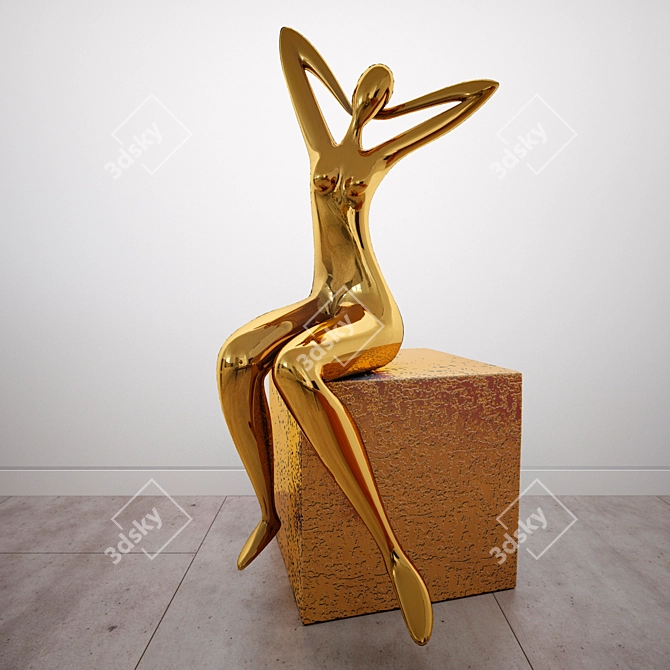 Modern Gold Figure Sculpture 3D model image 1