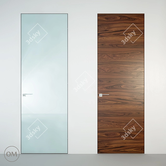 Modern Minimalist Aluminum Doors 3D model image 1