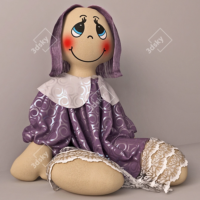 Handcrafted Doll with Hair and Fur 3D model image 1