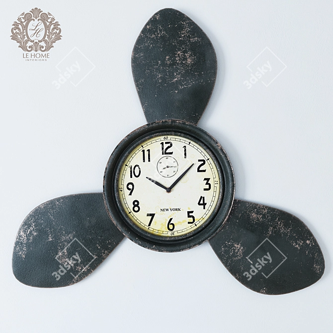 Title: Vintage Propeller Blade Clock 3D model image 1