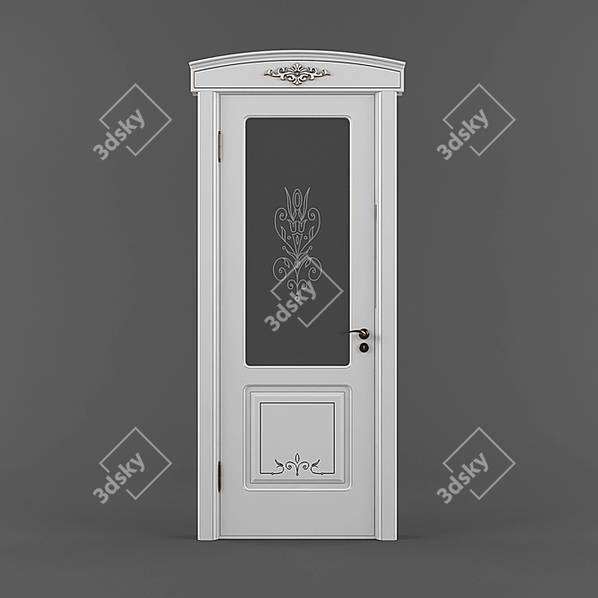 Elegant Glass-panelled K-71GF Door 3D model image 1