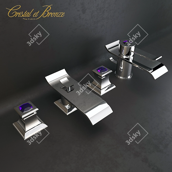 Luxury Crystal and Bronze Faucets 3D model image 1