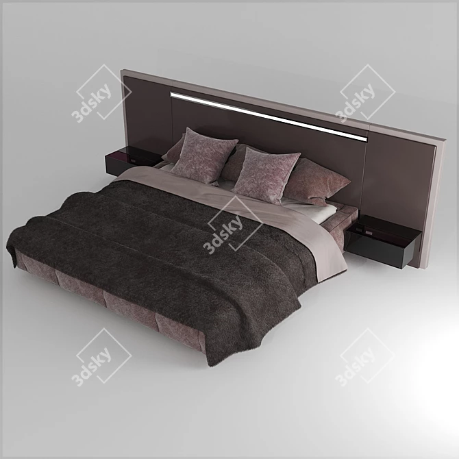 Plush Fur Bed: Cozy Comfort 3D model image 1