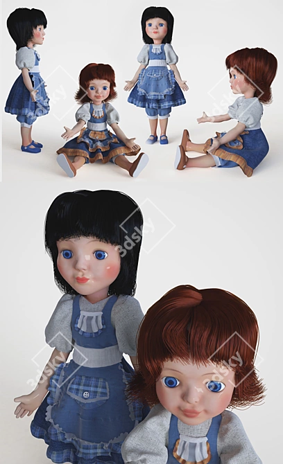 Vintage Soviet Doll: 80s LenIgrushka 3D model image 3