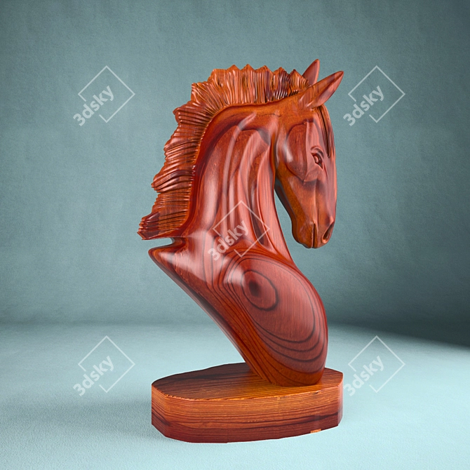 Wooden Horse Sculpture 3D model image 2