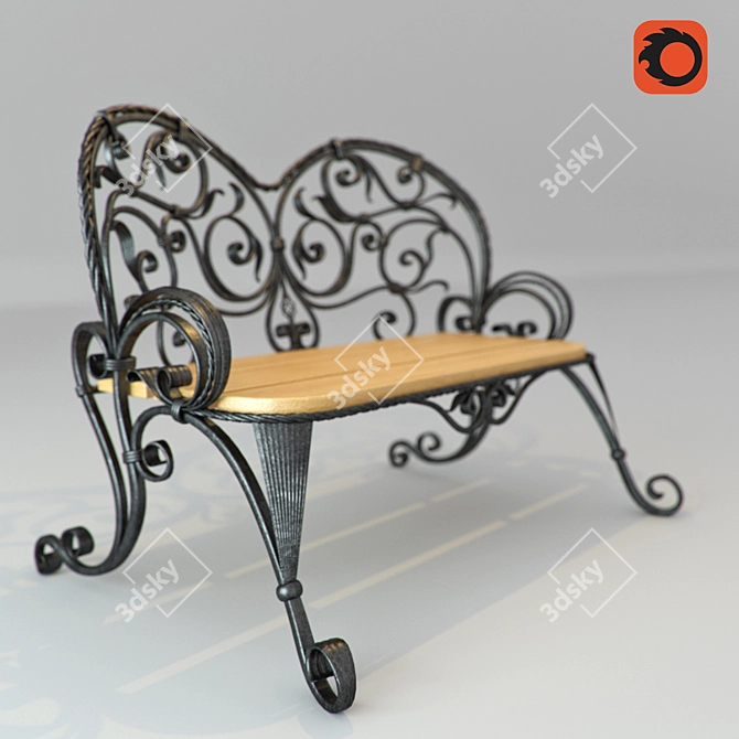 Elegant Outdoor Bench 3D model image 1