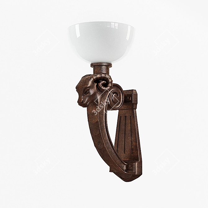 Title: Bronze Sconce with White Glass Shades 3D model image 1