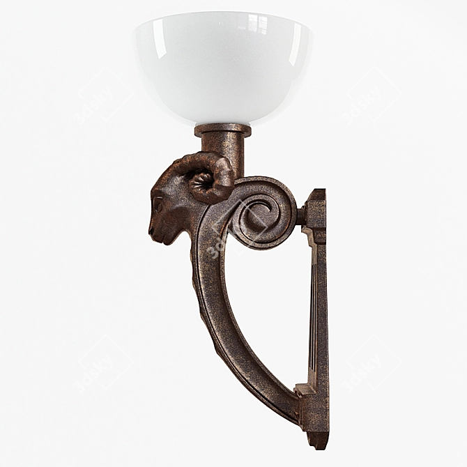 Title: Bronze Sconce with White Glass Shades 3D model image 2