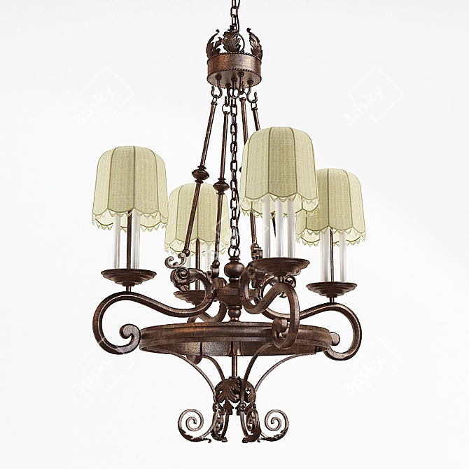 Bronze Textured Glass Pendant Chandelier 3D model image 1