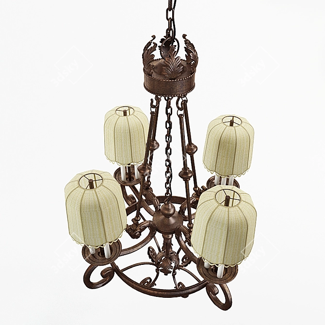 Bronze Textured Glass Pendant Chandelier 3D model image 3