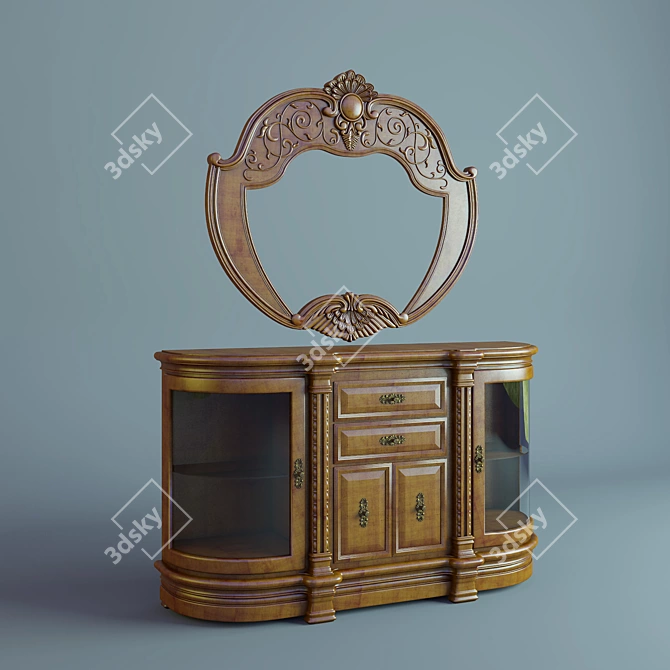 Elegant Chest Mirror AICO 3D model image 1