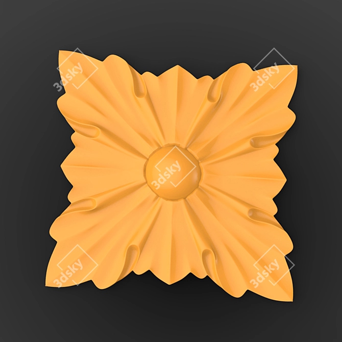 Elegance in Wood: Carved Rosette 3D model image 1