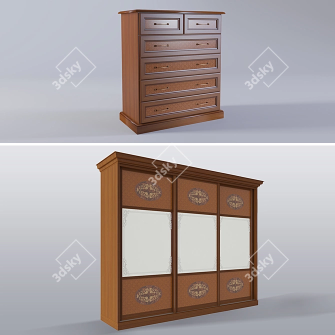  "Walnut Dream" Bedroom Set 3D model image 3