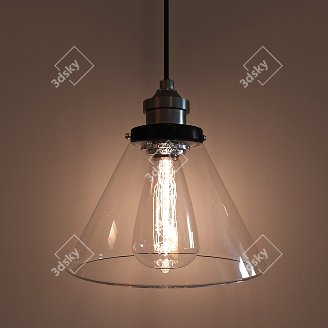 Title: Vintage Industrial Glass Lamp 3D model image 1