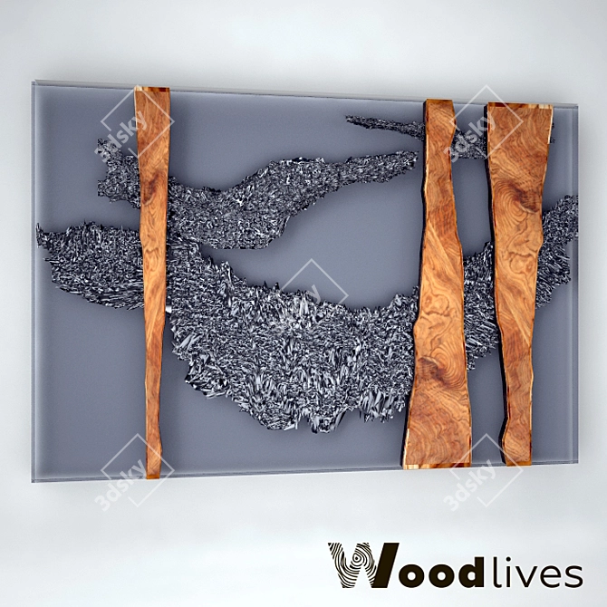 Woodlives Art Wall: Exquisite Wood, Plastic, and Foil Panel 3D model image 1