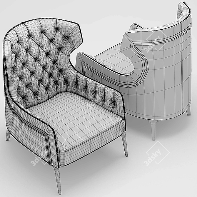 Elegant Piola Bergere Armchair 3D model image 3