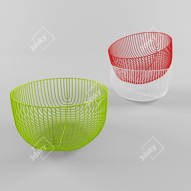 Multi-Color Metal Wire Baskets 3D model image 1