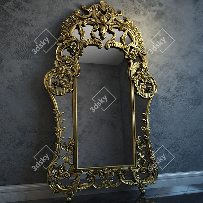 Golden Classic Mirror 3D model image 1