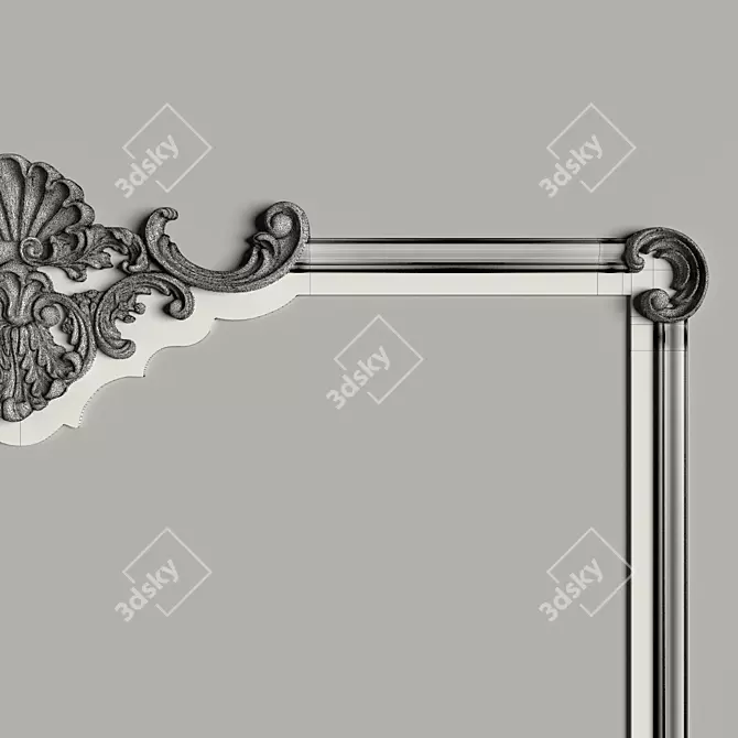 Elegant Gypsum Decor Mirror 3D model image 2