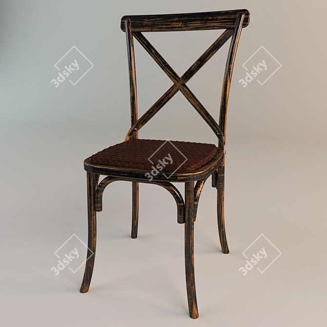 Katrina Wooden Chair with Yellow Rattan Seat 3D model image 1