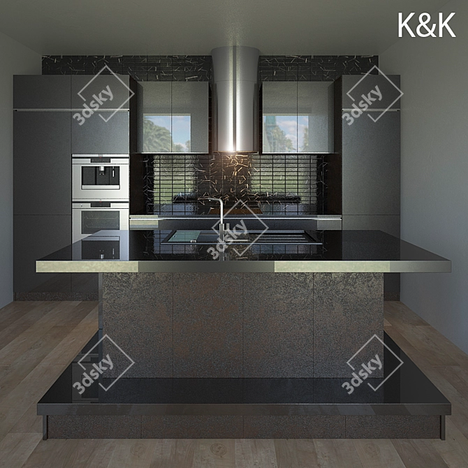 Sleek Kitchen Furniture Set 3D model image 1