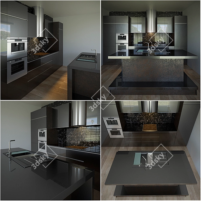 Sleek Kitchen Furniture Set 3D model image 2