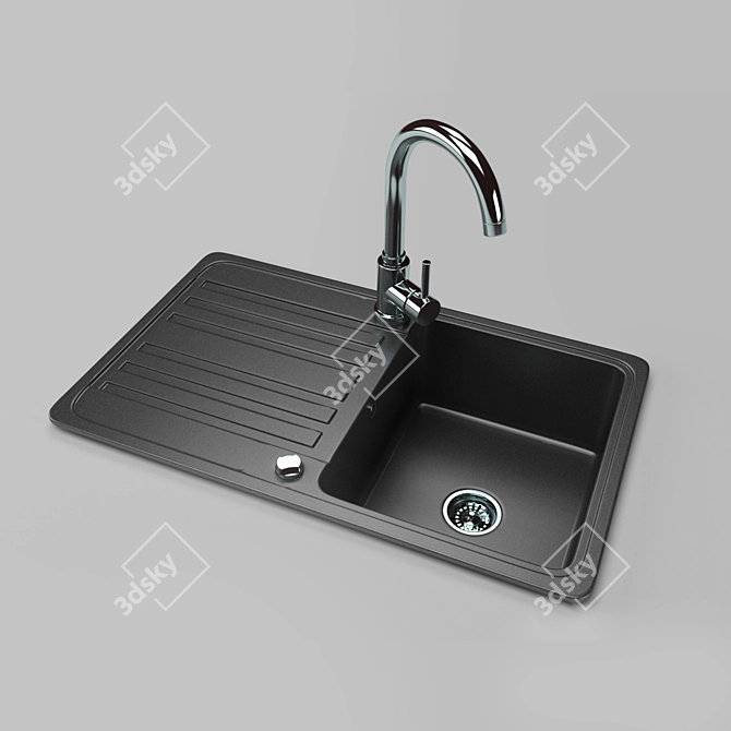 Sleek Stainless Steel Sink 3D model image 1