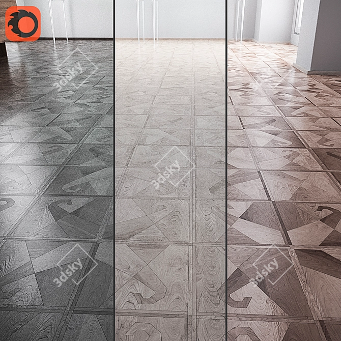 Title: 3-in-1 Parquet Flooring Collection 3D model image 1