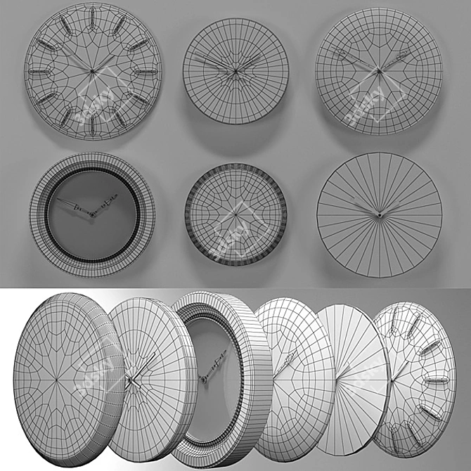 Sleek White Wall Clocks 3D model image 2