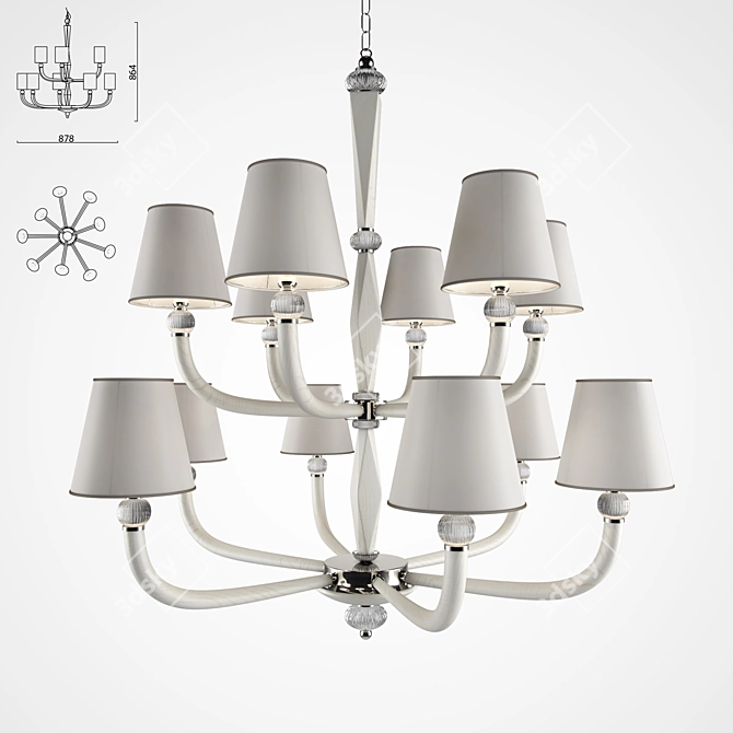 Artistic Oak Chandelier 07 3D model image 1