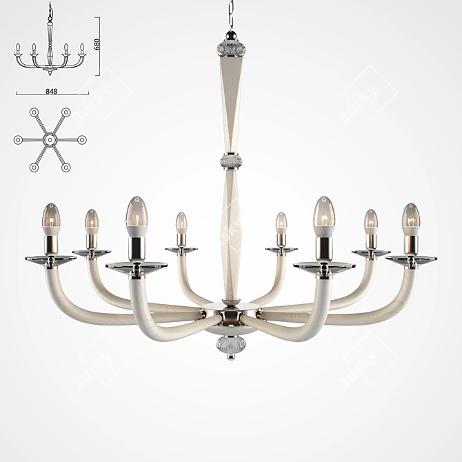 Elegante Oak Chandelier - 878mm*680mm 3D model image 1