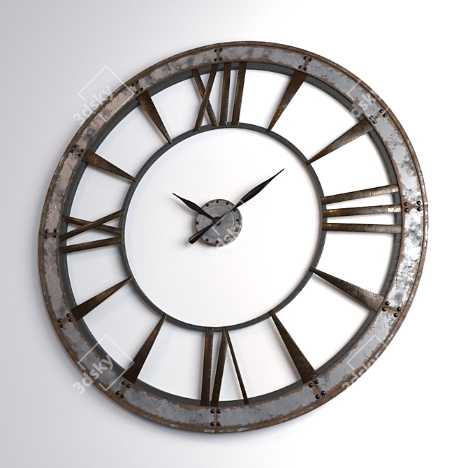 Rustic Elegance Ronan Wall Clock 3D model image 1