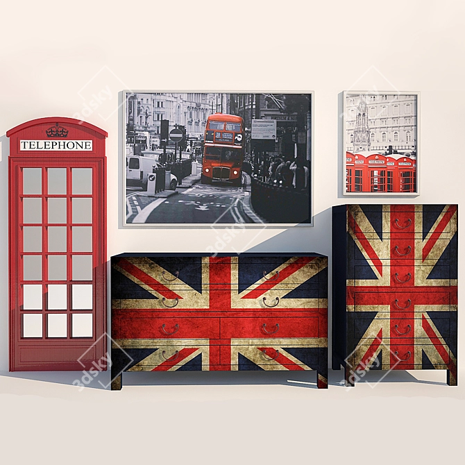 London Inspired Home Decor Set 3D model image 1