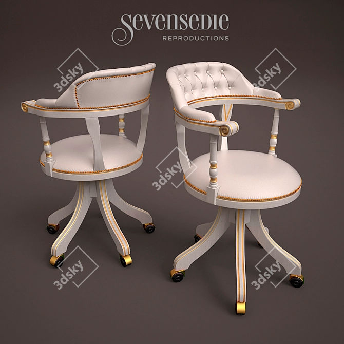 Vintage White Armchair Eleonora 3D model image 2