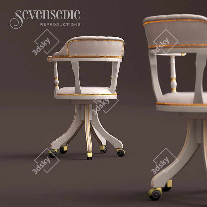 Vintage White Armchair Eleonora 3D model image 3