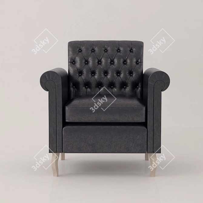 Classic Blue Leather Armchair 3D model image 1