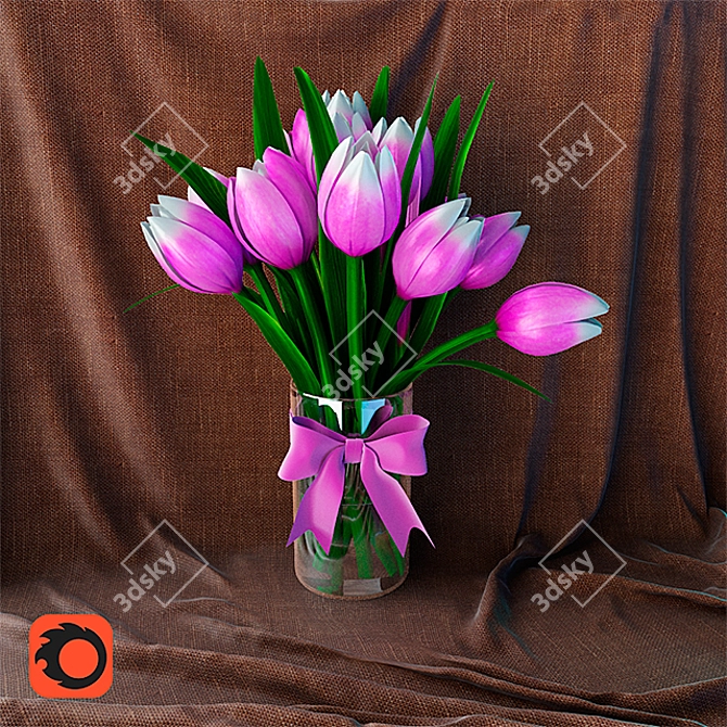 Elegant Blooming Tulip Vase 3D model image 1